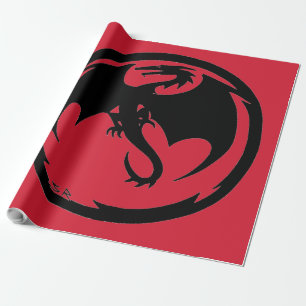 Papel de embrulho vermelho de dragão preto grande