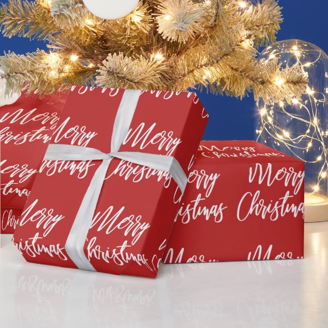 Papel de embrulho vermelho de Natal com caligrafia (Feriados)
