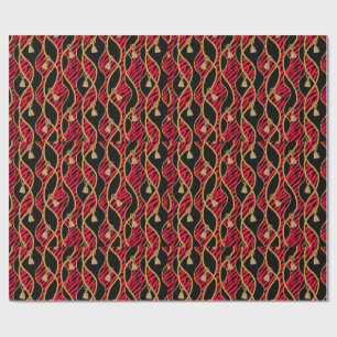 Papel de embrulho vermelho, preto e dourado