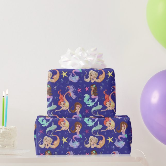 Papel de embrulho vida de sereia (Presentes para festas)