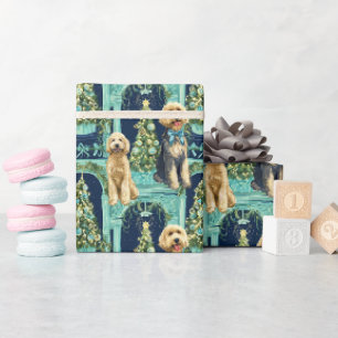 Papel de embrulho Vignette Goldendoodle de Natal