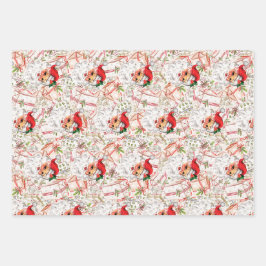 Papel de embrulho vintage do Papai Noel, conjunto