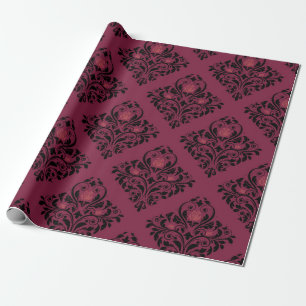 Papel de embrulho vintage Paris Burgundy e Damask 