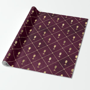 Papel de embrulho vintage Paris Burgundy e dourado