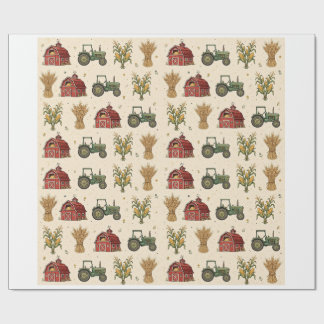 Papel de embrulho Vintage Red Barn Farm