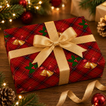 Papel de embrulho Xadrez de Natal