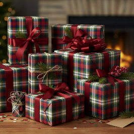 Papel de embrulho xadrez de Natal elegante