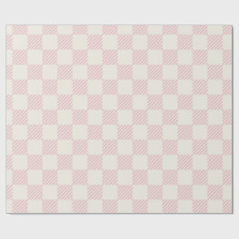 Papel de embrulho xadrez diagonal rosa e creme clá
