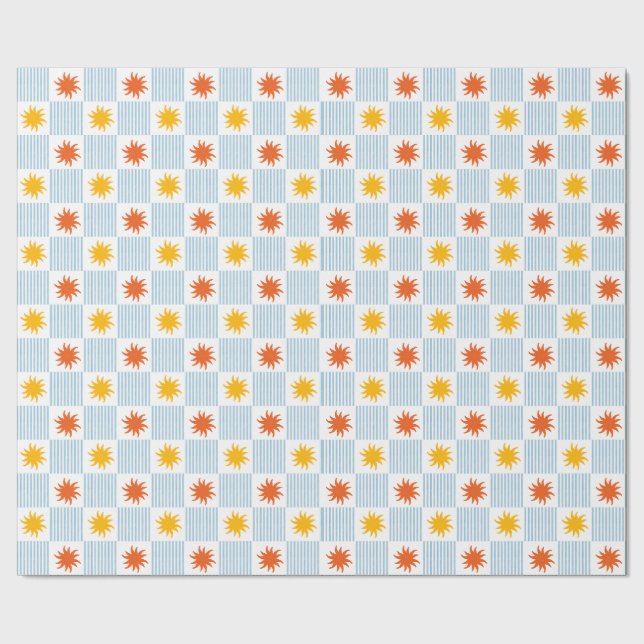 Papel de embrulho xadrez explosão solar multicolor (Barra)