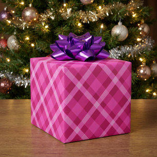 Papel de embrulho xadrez magenta rosa lindo