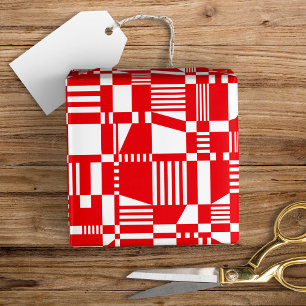 Papel de embrulho xadrez vermelho e branco moderno