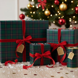 Papel de embrulho Xmas Préppy Plaid Verde Escuro