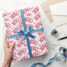 Papel de embrulho XOXO vermelho rosa Dia dos Namor