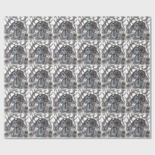Papel de embrulho Zen Doodle coelho Bunny desenhad
