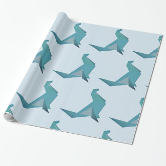 Papel de empacotamento de presente azul-foca