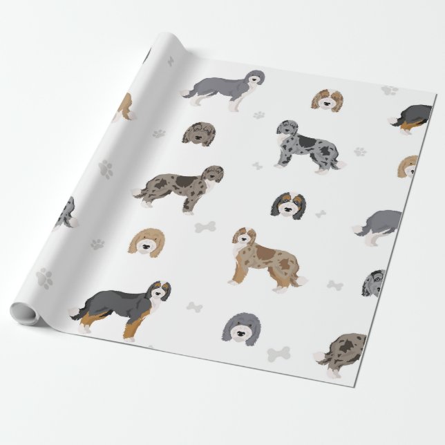 Papel de empacotamento de presente com vários cães (Desenrolado)