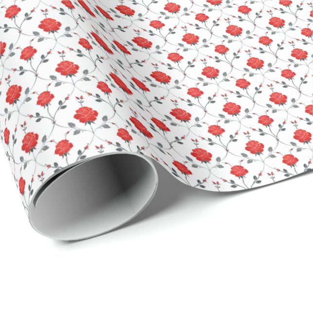 Papel de empacotamento de presente para Rosas verm (Ponta do rolo)