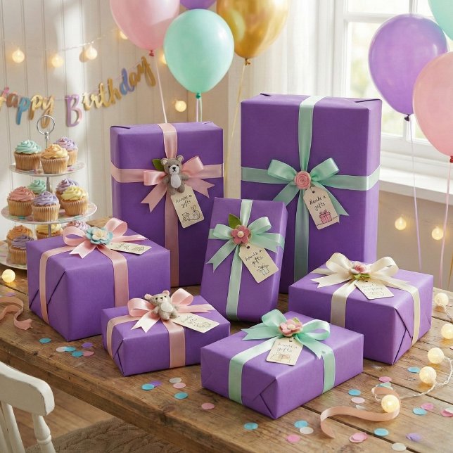 Papel de enrolamento roxo Real - Presente de cor s (Criador carregado)