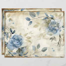 Papel De Escaravatura Floral Azul Vintage