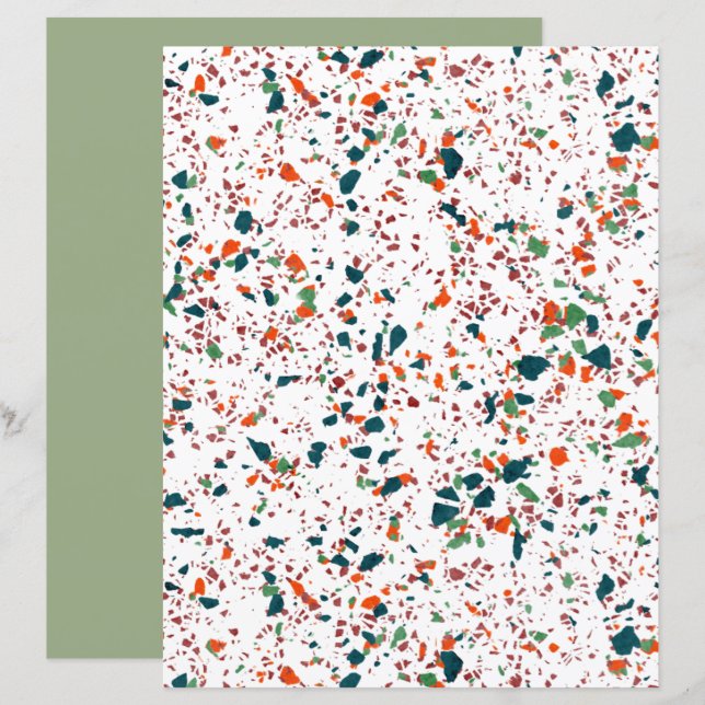 Papel de Escrapão de Arte Terrazzo Colorido Funky (Frente/Verso)