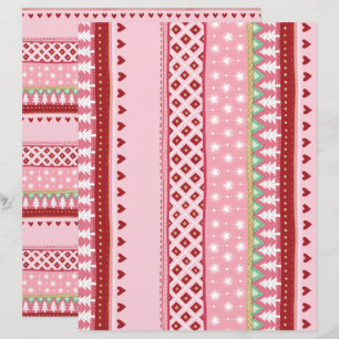 Papel de Escrapão de Natal Rosa-Stripe Joyful