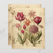 Papel de Escrapão de Plantas Vintage floral