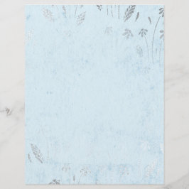 Papel de Escraparia Azul Shabby e Flor Prateada