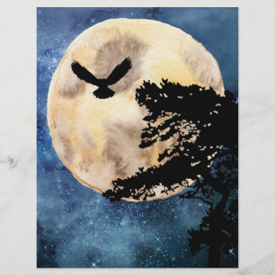 Papel de Escrapbook da Lua e Coruja