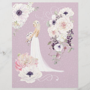 Papel de Escrapbook de Casamento de Noiva Floral