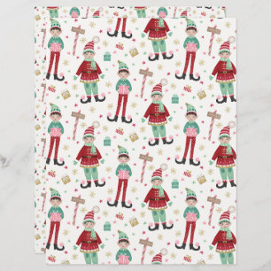Papel De Escrapbook Elf De Natal Ilustrado E Bonit