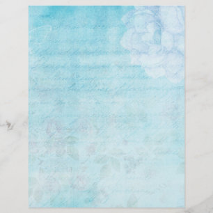Papel De Escrapbook Floral Azul-Claro