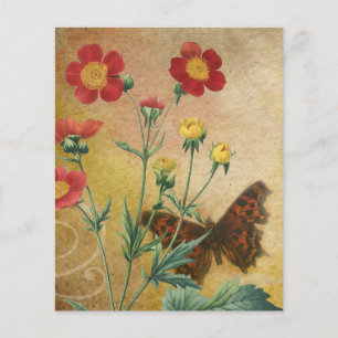 Papel de Escrapbook Floral vermelho e amarelo