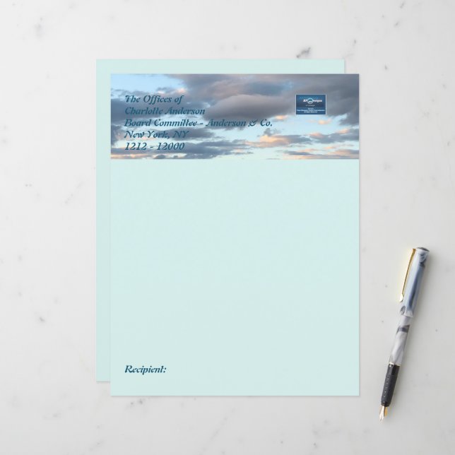 Papel de Escritório (Azul Celeste) RFPMDesigns 202 (Frente/Verso In Situ)