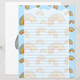 Papel de Escritório Azul Claro Kawaii Arco-íris