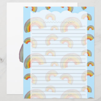 Papel de Escritório Azul Claro Kawaii Arco-íris