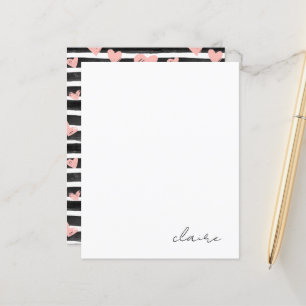 Papel de Escritório Corações Rosa Nome Personaliza