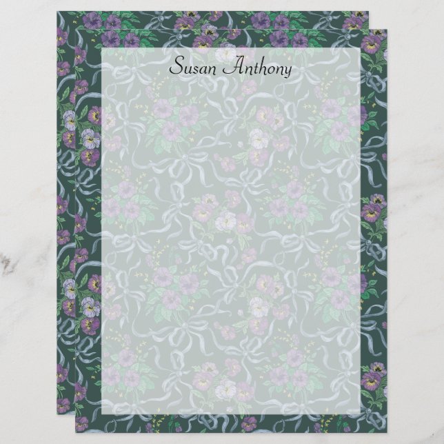 Papel de fita azul vitoriano Púrpura das Panteras (Frente/Verso)