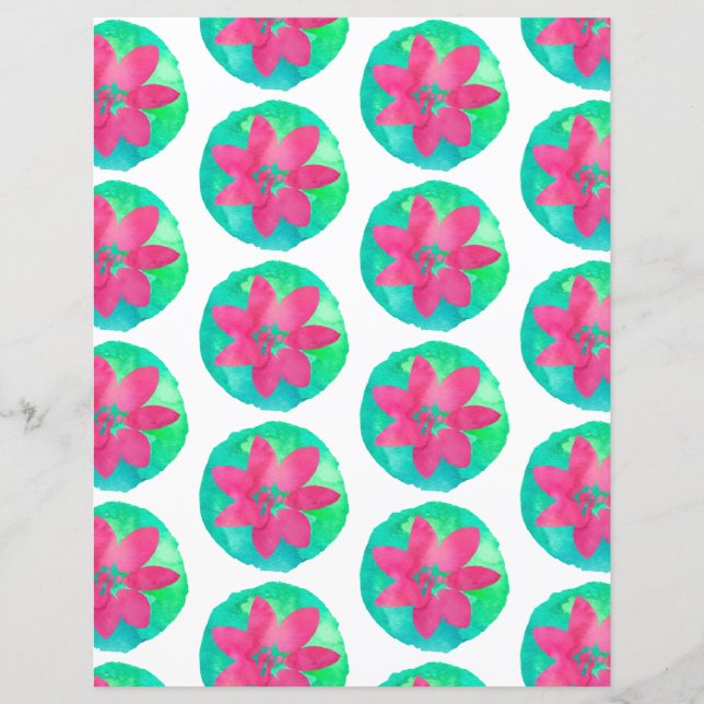 Papel de Flor Tropical de Cor Verde rosa (Frente)