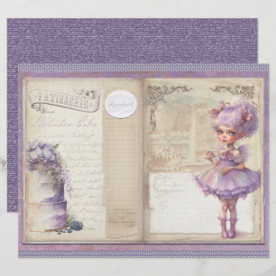 Papel de Folha de Diário Lavanda Vintage