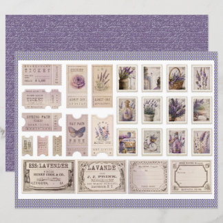Papel de Folha de Diário Lavanda Vintage