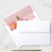 Papel de Forro para Envelope Rosa Bege com Papoula