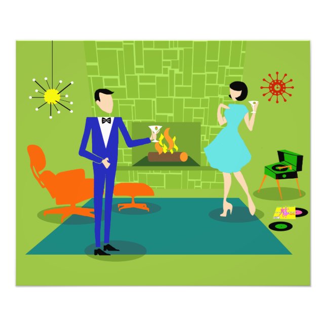 Papel de Foto do Casal Moderno do meio século (Frente)