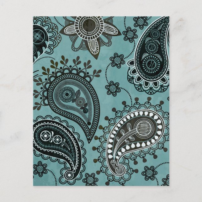 papel de fundo de scrapbook estampado em verde azu (Frente)