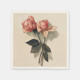 Papel de guardanapo coquetel com rosas cor-de-rosa