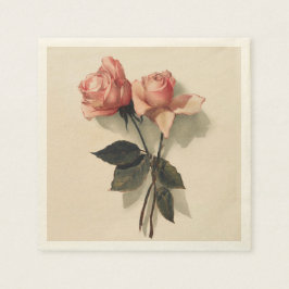 Papel de guardanapo coquetel com rosas cor-de-rosa