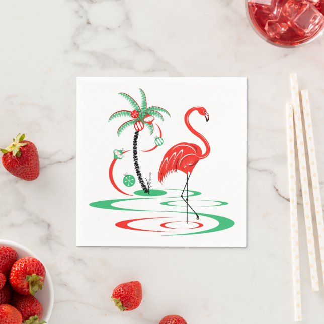Papel de guardanapo Flamingo de Natal Vermelho (Insitu)