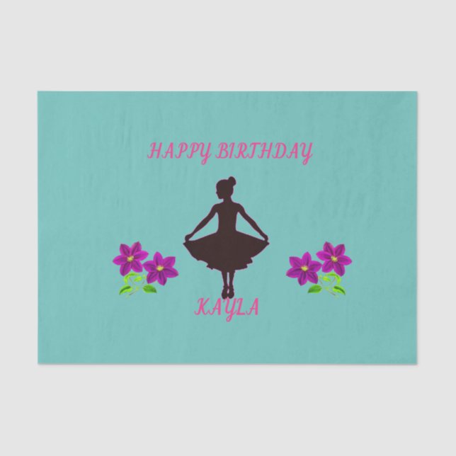 Papel de lenço ballerina com nome personalizado. (Frente )