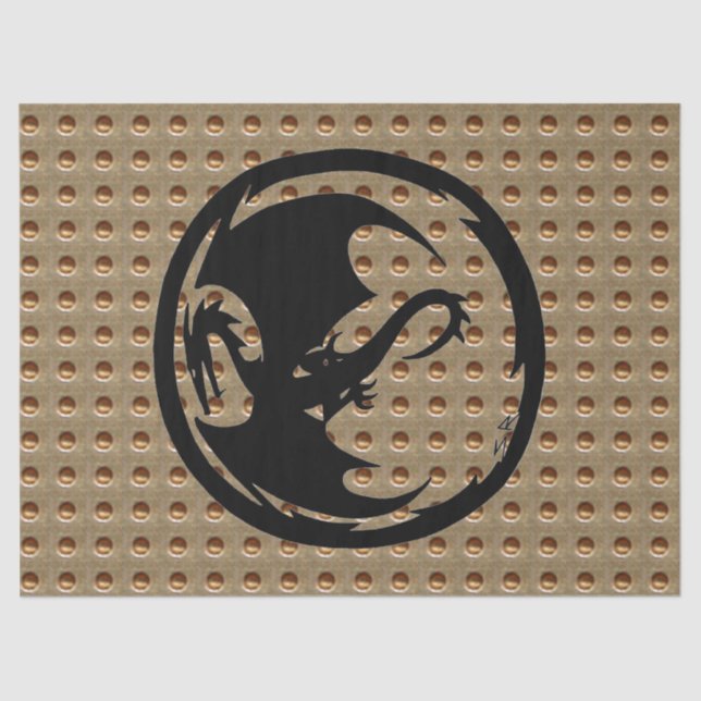 Papel de lenço preto-e-dragão (Frente )