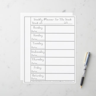 Papel de Letra do Tecido Prata de 7 Dias Semanal d