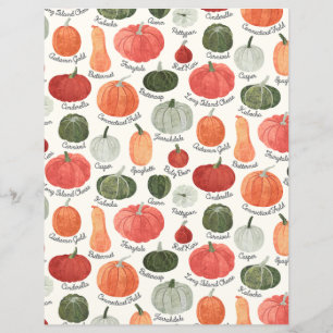 Papel de Lista de Tipos de Abóbora Ilustrado